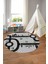 Baskılı Otomobil Yol Desenli Yıkanabilir Taban Yuvarlak Çocuk Odası Halısı, Çocuk-Y-55-Gri, 3