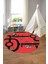 Baskılı Otomobil Yol Desenli Yıkanabilir Taban Yuvarlak Çocuk Odası Halısı, Çocuk-Y-55-Kırmızı, 3