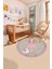 Baskılı Kedi Ve Kız Karakter Desenli Yıkanabilir Kaymaz Yuvarlak Çocuk Halısı, Çocuk-Y-80-Pembe, 1