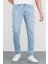 Erkek Mıchael Buz Mavi Taşlamalı Slim Fit Likralı Jean Kot Pantolon Hellblau 33/30 2