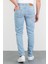 Erkek Mıchael Buz Mavi Taşlamalı Slim Fit Likralı Jean Kot Pantolon Hellblau 33/30 5