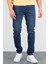 Erkek Bruce Koyu Mavi Taşlamalı Slim Fit Likralı Jean Kot Pantolon Dunkelblau 38/30 1