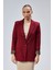 Bordo Kruvaze Yaka Kolu Katlama Detaylı Regular Vatkalı Blazer Ceket 1
