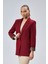 Bordo Kruvaze Yaka Kolu Katlama Detaylı Regular Vatkalı Blazer Ceket 4