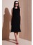Regular Fit Bisiklet Yaka Yırtmaç Detaylı Basic Midi Elbise Bayan Elbise 5866160 1