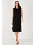 Regular Fit Bisiklet Yaka Yırtmaç Detaylı Basic Midi Elbise Bayan Elbise 5866160 2