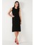 Regular Fit Bisiklet Yaka Yırtmaç Detaylı Basic Midi Elbise Bayan Elbise 5866160 5