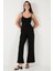 Regular Fit Yuvarlak Yaka Askılı Bol Paça Tulum Bayan Tulum 5866147 5