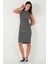 Pamuklu Slim Fit Bisiklet Yaka Çizgili Elbise Bayan Elbise 5866168 3