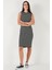 Pamuklu Slim Fit Bisiklet Yaka Çizgili Elbise Bayan Elbise 5866168 4