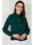 Taşlı Regular Fit Gömlek Yaka Fermuarlı Bluz Bayan Bluz 611BZ0493 4