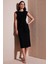 Slim Fit Bisiklet Yaka Bağlama Detaylı Midi Elbise Bayan Elbise 5866164 3