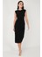 Slim Fit Bisiklet Yaka Bağlama Detaylı Midi Elbise Bayan Elbise 5866164 4