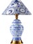 Sanwi Blue Blanc Desenli Seramik Oturma Odası Salon Abajur 2