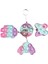 Pembe Renkli Desenli Pop It Push Bubble Fidget Anahtarlık 5 cm 2 Adet 2