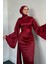 Arabella Pelerinli Saten Balık Abiye Bordo 4