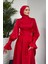 Belina Çapraz Kolları Fırfır Abiye Kırmızı 3