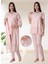 Dvina Effortt Lohusa Sabahlıklı Pijama Takımı Pembe - 9024 1