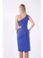 Bel Cut Out Detaylı Tek Omuz Saks Elbise 2