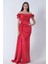 Kırmızı Drape Detaylı Saten Kumaş Abiye Elbise 9704858.08 2