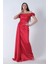 Kırmızı Drape Detaylı Saten Kumaş Abiye Elbise 9704858.08 3