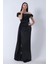 Siyah Drape Detaylı Saten Kumaş Abiye Elbise 9704858.01 5