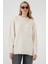 15895 Oversize Düz Krem Triko Kazak 2