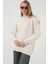 15895 Oversize Düz Krem Triko Kazak 4