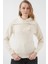 15921 Geniş Yaka Triko Kazak - Krem 1