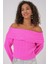 15908 Kadın Açık Omuz Oversize Triko Kazak - Pembe 2