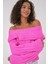 15908 Kadın Açık Omuz Oversize Triko Kazak - Pembe 4
