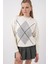 15895 Baklava Desenli Oversize Triko Kazak - A.gri 4