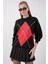 15895 Baklava Desenli Oversize Triko Kazak - Siyah 1