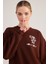 Oversize Kesim Unisex Gaslighting Sweatshirt Kahve 4