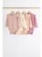 % 100 Pamuklu Pembe Fırfırlı Uzun Kollu 4'lü Body Zıbın Set 1