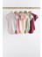 % 100 Pamuklu Pembe Dokuku Kısa Kollu 5’li Body Zıbın Set 2
