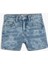 Çiçek Desenli Cepli Pamuklu Denim Şort 1