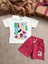 Mickey Mouse Baskılı Pamuklu Unisex Gündelik Özel Gün Şort Tişört Takımı 1