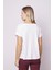 Kadın Likrasız Şık Span Kumaş Kayık Yaka Önü Dikişli Düşük Omuzlu T-Shirt Bluz-Beyaz 5