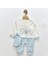 6-9-12 Ay Unisex Yıldız Kabartma Desenli Tulum Şapkatakım 1