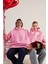 Kalp Baskılı Çift Giyilir Lovebombing sweatshirt Pembe 3