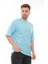Erkek Oversize Fit Organik Pamuk Kalın Dokulu Bisiklet Yakalı Bebe Mavi T-Shirt 1