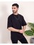 Erkek Oversize Fit Organik Pamuk Kalın Dokulu Bisiklet Yakalı Siyah T-Shirt 2