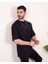 Erkek Oversize Fit Organik Pamuk Kalın Dokulu Bisiklet Yakalı Siyah T-Shirt 3