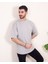 Erkek Oversize Fit Organik Pamuk Kalın Dokulu Bisiklet Yakalı Gri T-Shirt 3