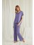 Kadın Kısa Kollu V Yakalı Dantelli Pijama Takımı 18560 1