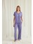 Kadın Kısa Kollu V Yakalı Dantelli Pijama Takımı 18560 4