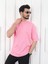 Erkek Oversize Fit Organik Pamuk Kalın Dokulu Bisiklet Yakalı Pembe T-Shirt 1