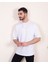 Erkek Oversize Fit Organik Pamuk Kalın Dokulu Bisiklet Yakalı Beyaz T-Shirt 3