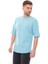 Erkek Oversize Fit Organik Pamuk Kalın Dokulu Bisiklet Yakalı Bebe Mavi T-Shirt 2